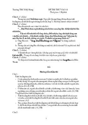 Đề thi thử vào 10 - Trường THCS Mỹ Hưng